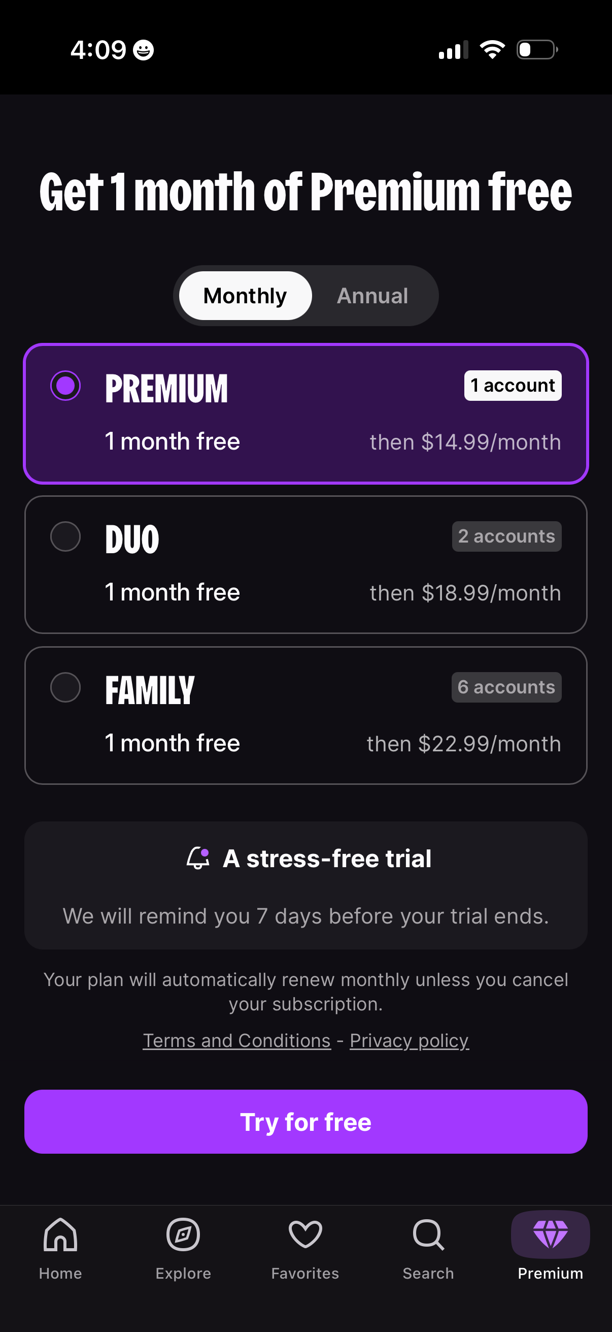 deezer pricing screenshot
